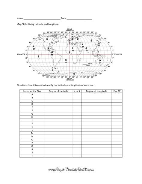Latitude And Longitude Worksheets Printable