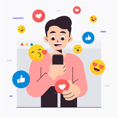 Free Vector Illustration With Person Addicted To Social