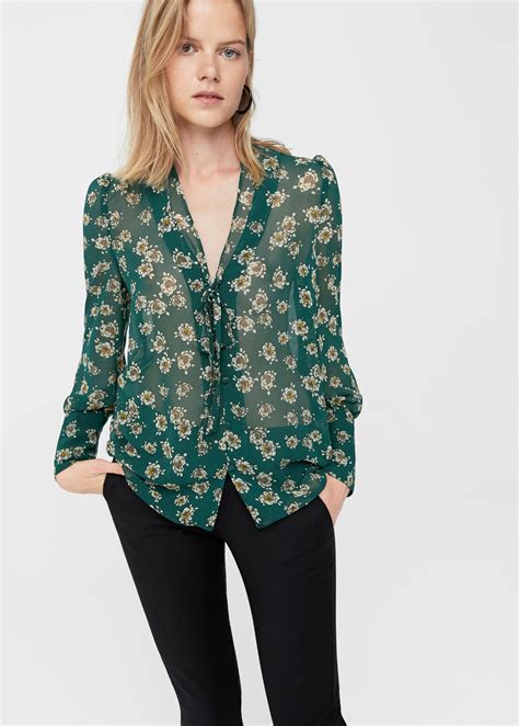 Lyst Mango Floral Print Blouse In Green