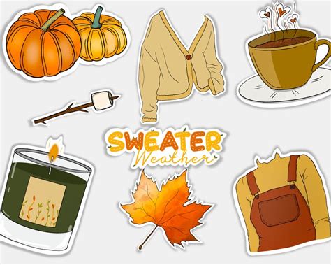 Aesthetic Autumn Fall Sticker Pack Laptop Stickers Vsco Etsy