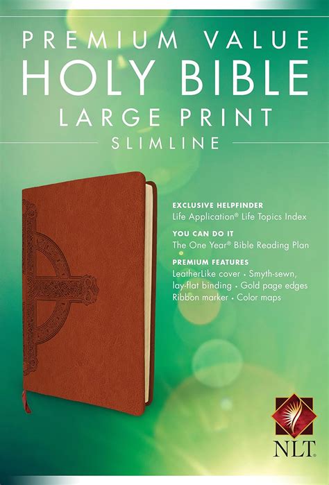 Premium Value Slimline Bible Large Print Nlt Cross Leatherlike
