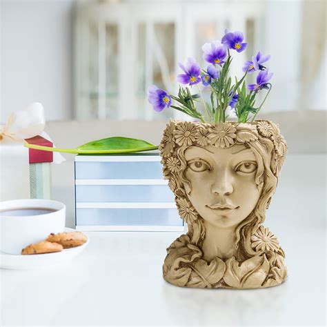 Patio Furniture Clearancehead Planter Face Flower Pot Decorative Girl Statue Planter Pot Indoor