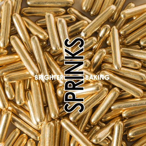 Vintage Gold Metallic Rods Sprinkles 75g Sprinks Sugar Lips