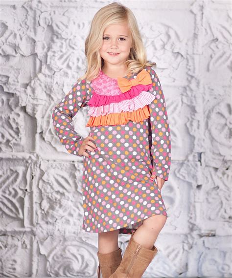 Take A Look At This Gray And Pink Polka Dot Ruffle Harlow Dress Toddler