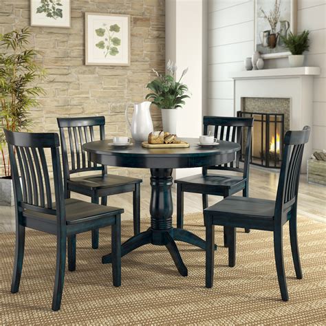 Lexington 5 Piece Wood Dining Set Round Table And 4 Mission Back