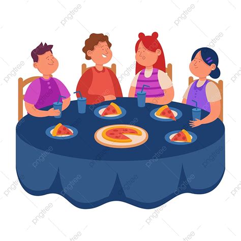 Gambar Kartun Anak Anak Makan Pizza Untuk Makan Siang Bersama Untuk