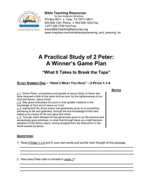 A Practical Study Of 2 Peter Bible Teaching Resources