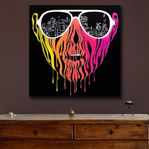 Wxkoil Pop Art Abstract Girl With Sunglasses Wall Decor Painted Wall