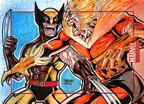 Wolverine Vs Sabretooth Marvel Universe Sketchcard By