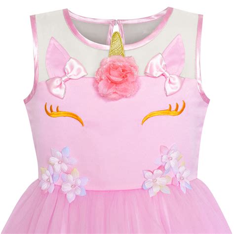 Girls Dress Unicorn Halloween Pink Tulle Princess Party Sunny Fashion