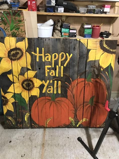 Fall Painted Wood Pallet Etsy In 2021 Painting On Pallet Wood Wood