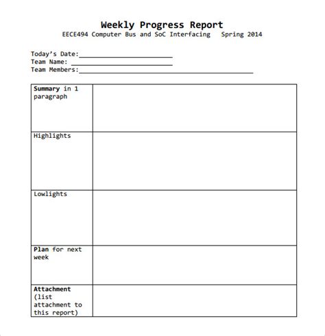 Free 13 Sample Weekly Progress Reports In Pdf Ms Word