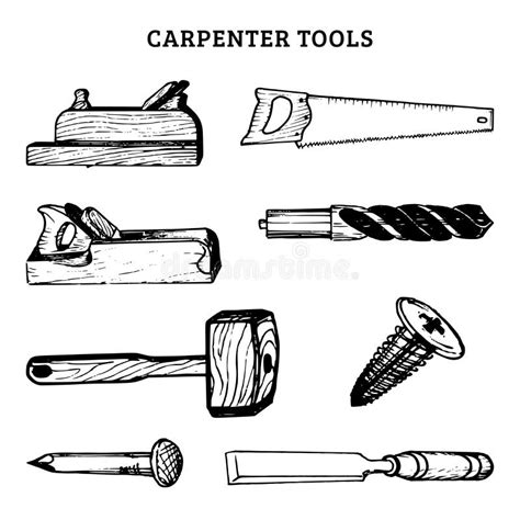 Premium Vector Vector Drawing Of Carpentry Tools Illustration Of Wood