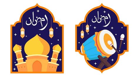 Premium Vector Flat Style Ramadan Badge Illustration Design