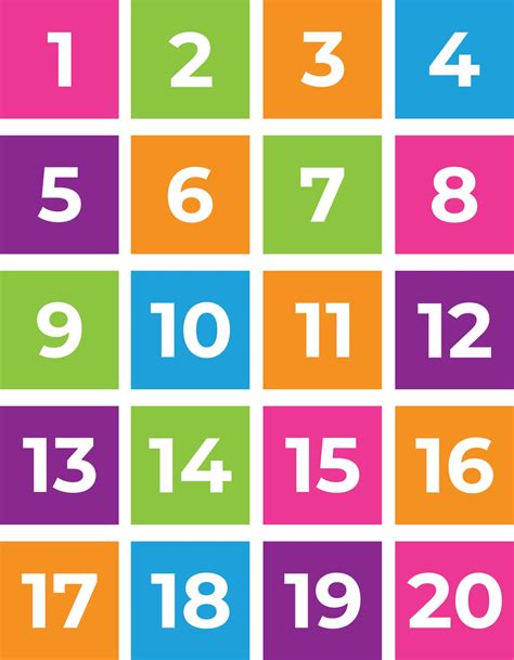Numbers Numerals From One To Twenty 3206781 Vector Art At Vecteezy