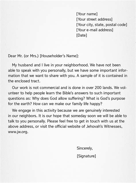 Sample Letter — Watchtower Online Library