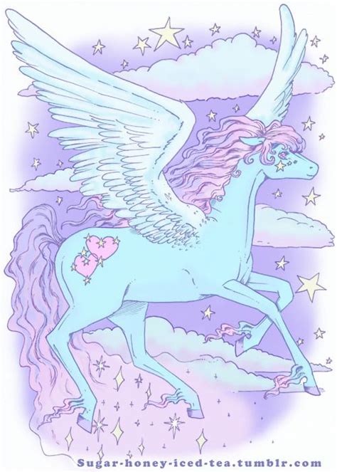 Pegasus Mythical Creature Art Unicorn Illustration Kawaii Art