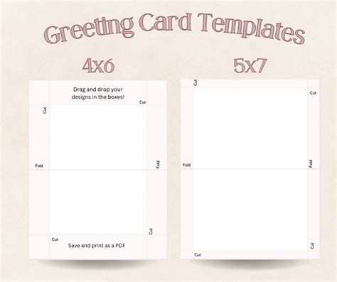 Drag And Drop Greeting Card Templates 4x6 And 5x7 Foldable Etsy Canada
