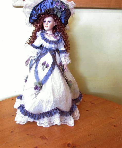 Large Vintage Porcelain Doll 22 Tall With Display Stand