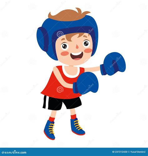 儿童拳击的漫画插图 向量例证 插画 包括有 运动员 体操 女演员 孩子 欢呼 竞技场 手套 237212420