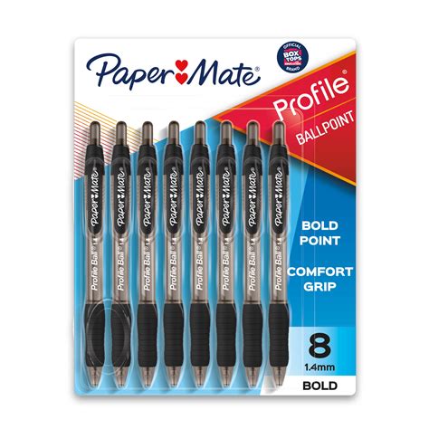 paper mate profile retractable ballpoint pens 1 4 mm bold point black 8 count