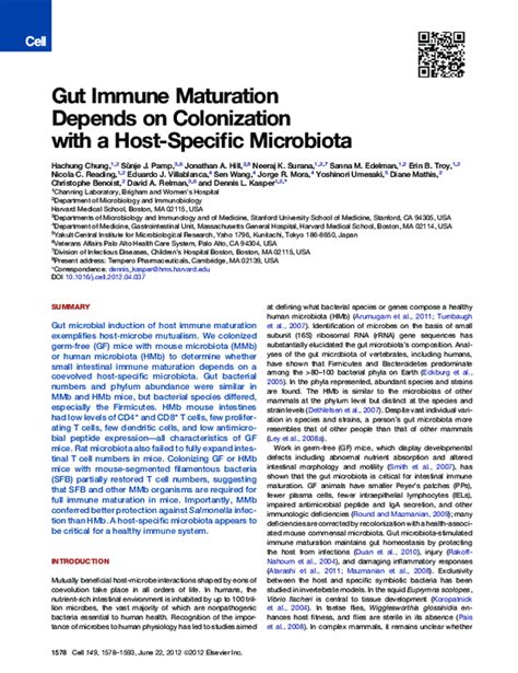 Pdf Gut Immune Maturation Depends On Colonization With A Host