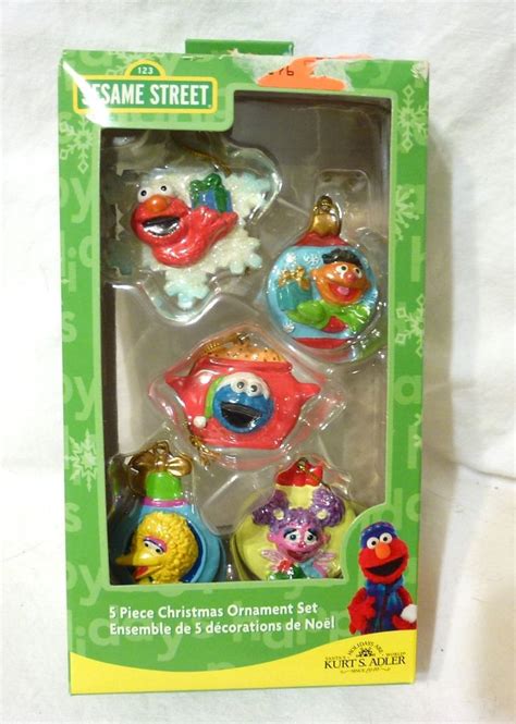 Kurt Adler Sesame Street 5 Piece Christmas Mini Ornament Set You