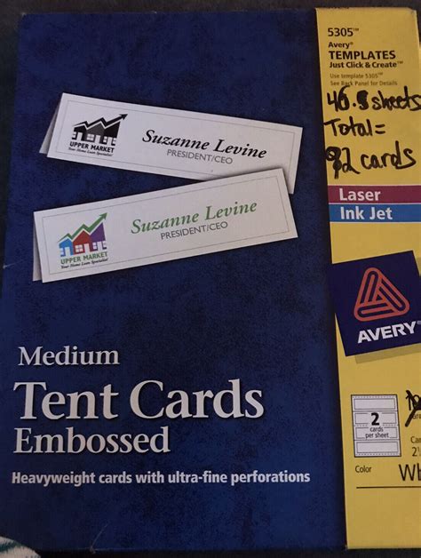 Avery 5305 Templates Medium Tent Cards 2 12 X 8 12 Quantity 92 Ebay