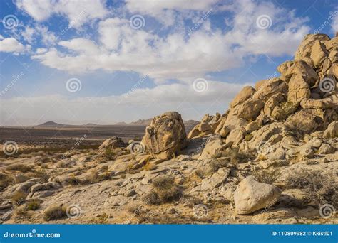 Mojave Desert Wilderness Landscape With View Of Mountains And Valley