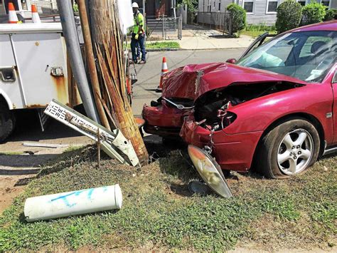 Driver Hurt After Car Crashes Into Utility Pole In New Haven