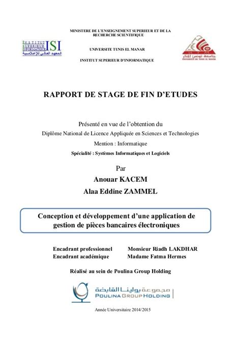 Rapport De Stage De Fin Détudes Isi 2015