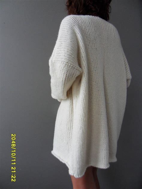 Alpaca Oversized Chunky Woman Knit Cardigan Off White Knit Etsy