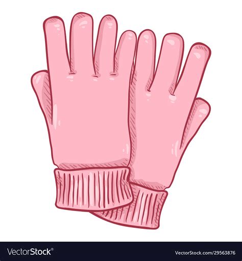 Cartoon Pair Pink Woolen Gloves Royalty Free Vector Image