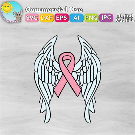 Cancer Wings Svg Angel Wings Svg Cancer Ribbon Svg Cancer Survivor Breast Cancer Awareness Svg