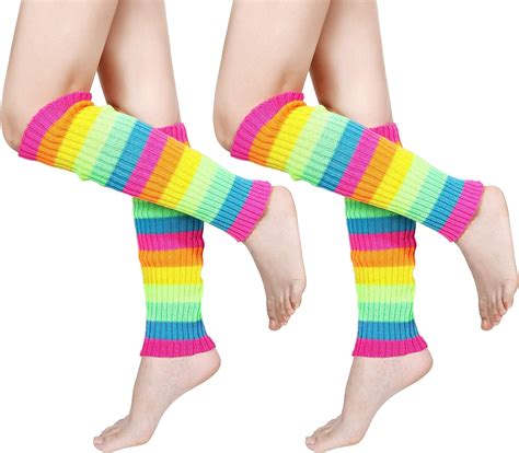 80s women knit leg warmers ribbed leg warmers for party accessories multicolor 2