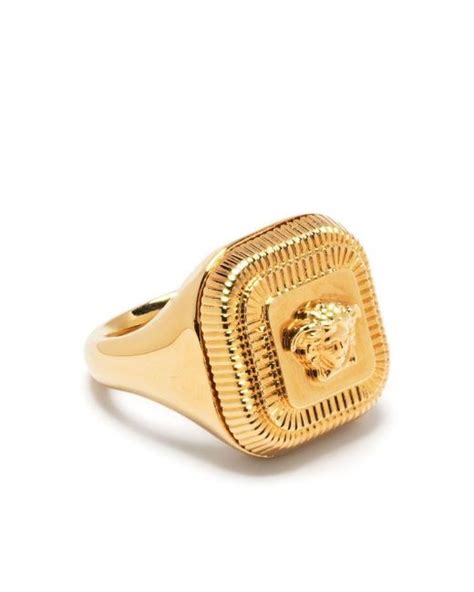 Versace Medusa Stamp Signet Ring In Gold Metallic For Men Lyst