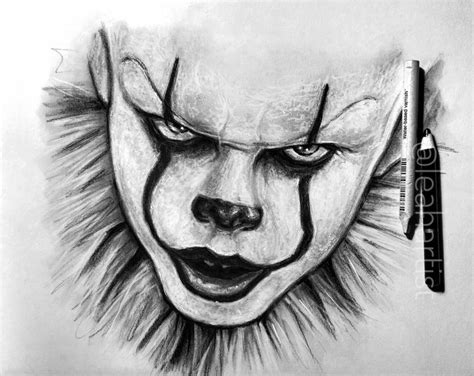 Pennywise Portrait Sketch By Cleicha On Deviantart Joker Art Drawing