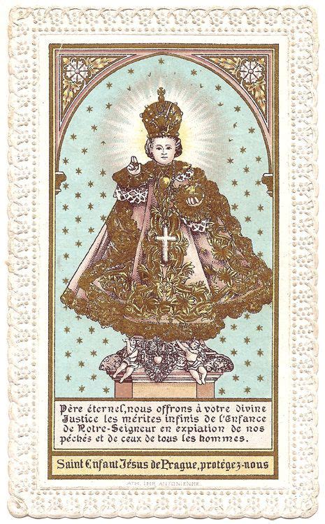 Holy Infant Of Prague Antique French Goldprint Paper Lace Holy
