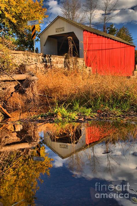 Afternoon Covered Bridge Reflections Photograph By Adam Jewell Fine