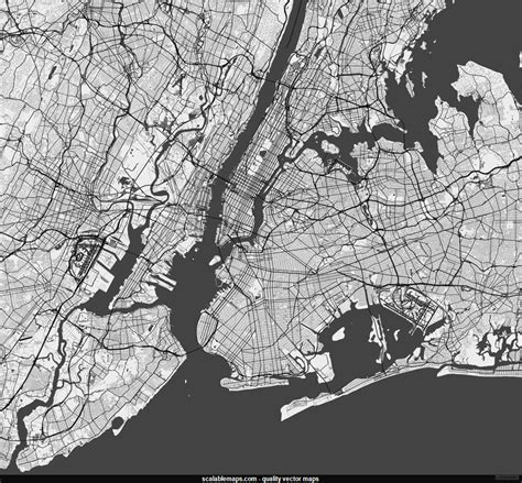 Scalablemaps Vector Map Of New York City Black And White No Labels Theme