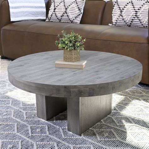 Tomile small side table, pedestal round coffee table for living room, couch side table for coffee tea. Orren Ellis Brunette Solid Wood Pedestal Coffee Table ...