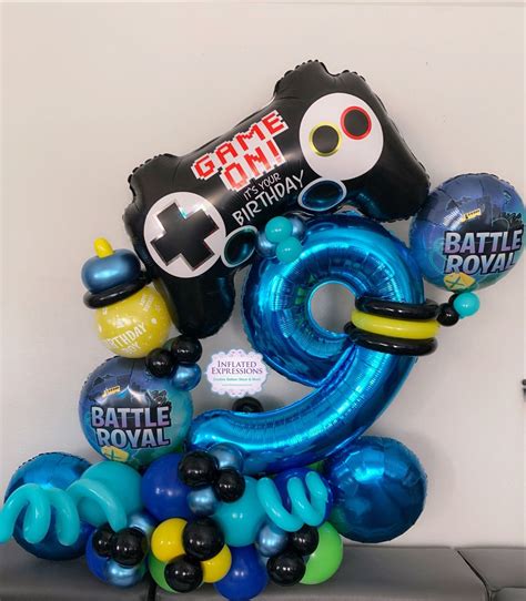 Battle Royal Fortnite 9th Birthday Balloon Bouquet In 2021 Birthday