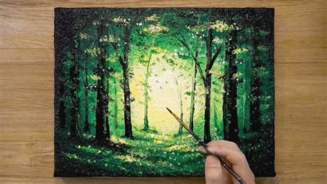 How To Paint A Forest Easy Acrylic Painting Technique 488 Youtube