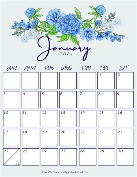 7 Cute And Stylish Free Printable January 2021 Calendar All Pretty