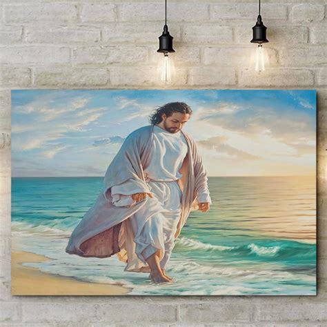 Jesus Walks On The Beach Be Still My Soul Canvas Poster Etsy