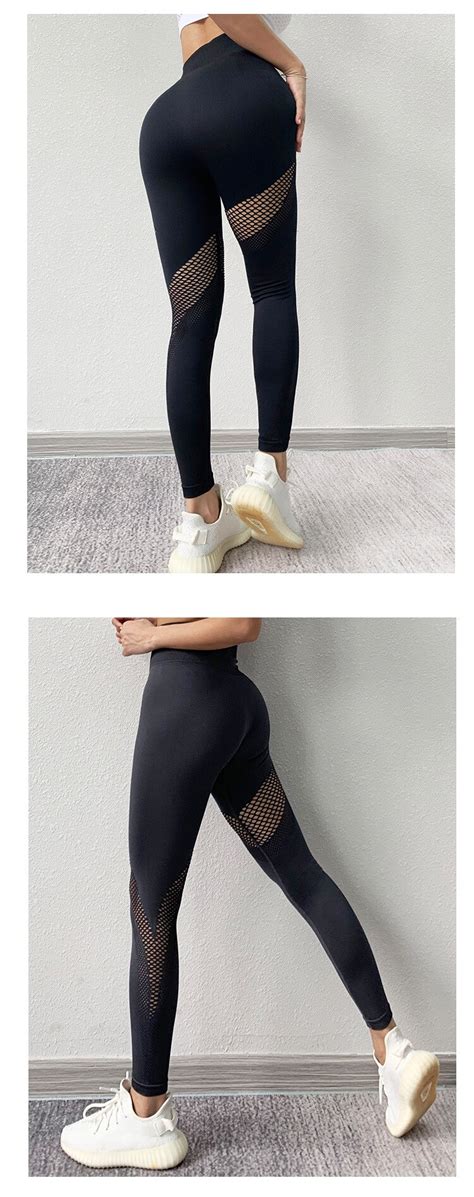 Wmuncc Seamless Gym Leggings Squat Proof Women Hollow Out Design High Waist Tummy Control