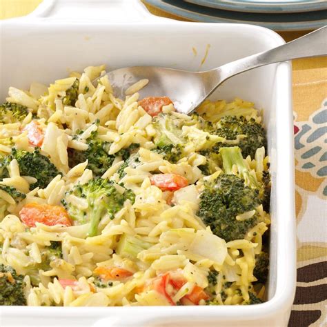 Add cooked ground beef, broccoli and 1/2 can of french fried onions and mix well. Broccoli Orzo Bake Recipe: How to Make It | Taste of Home
