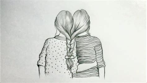 Sisters Love Pencil Sketch Of Two Sisters Together Sisters İki