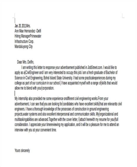 A job application letter (also known as a cover letter) is a letter you send with your resume to provide information on your skills and experience. 11+ Sample Job Application Letters for Fresher Graduates ...