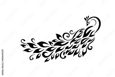 Graphic Monochrome Peacock Vector Illustration Stock Vector Adobe Stock